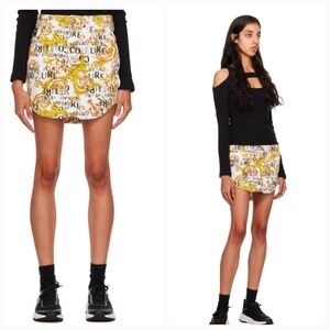 VERSACE JEANS COUTURE White Medusa Printed Denim Miniskirt NWT 38IT/2